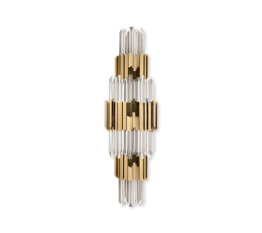 Saphera Large Polished Gold Tubes Crystal Wall Light