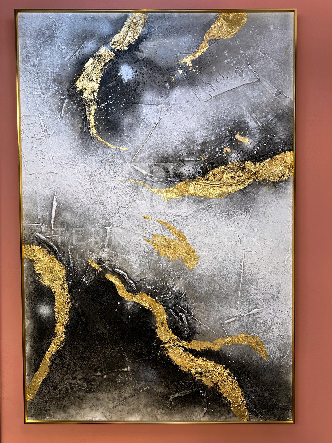 Evora Abstract Painting with Gold Frame