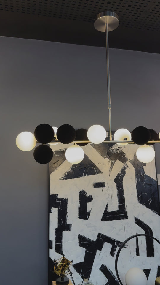 Rowan Black & White Bubble Round Hanging Chandelier