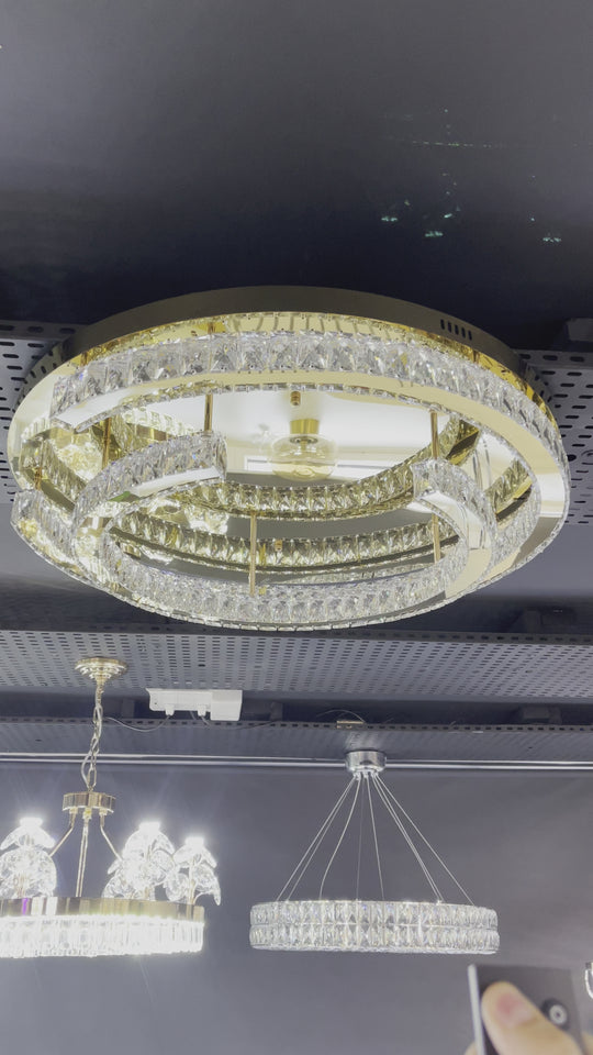 Ariana Polished Gold Crystal LED Ceiling Flushed Light