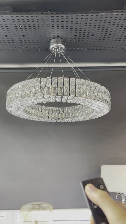 Modern Large LED Crystal Ring Ceiling Hanging Light | Easy Fit
