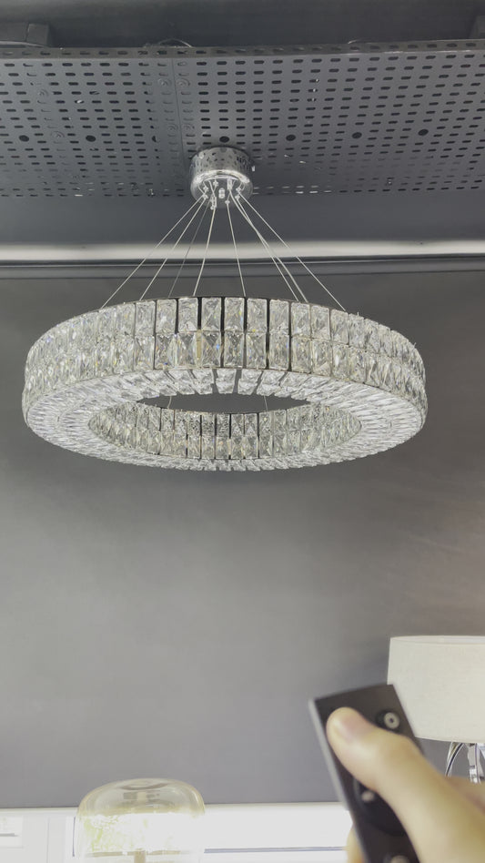 Modern Large LED Crystal Ring Ceiling Hanging Light | Easy Fit