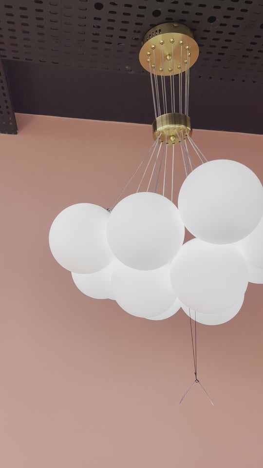 Olivia White Frosted Bubble Cluster Hanging Ceiling Pendant