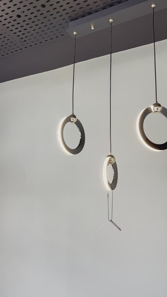 Paisley Black and Gold 5-Pendant LED Adjustable Hanging Light