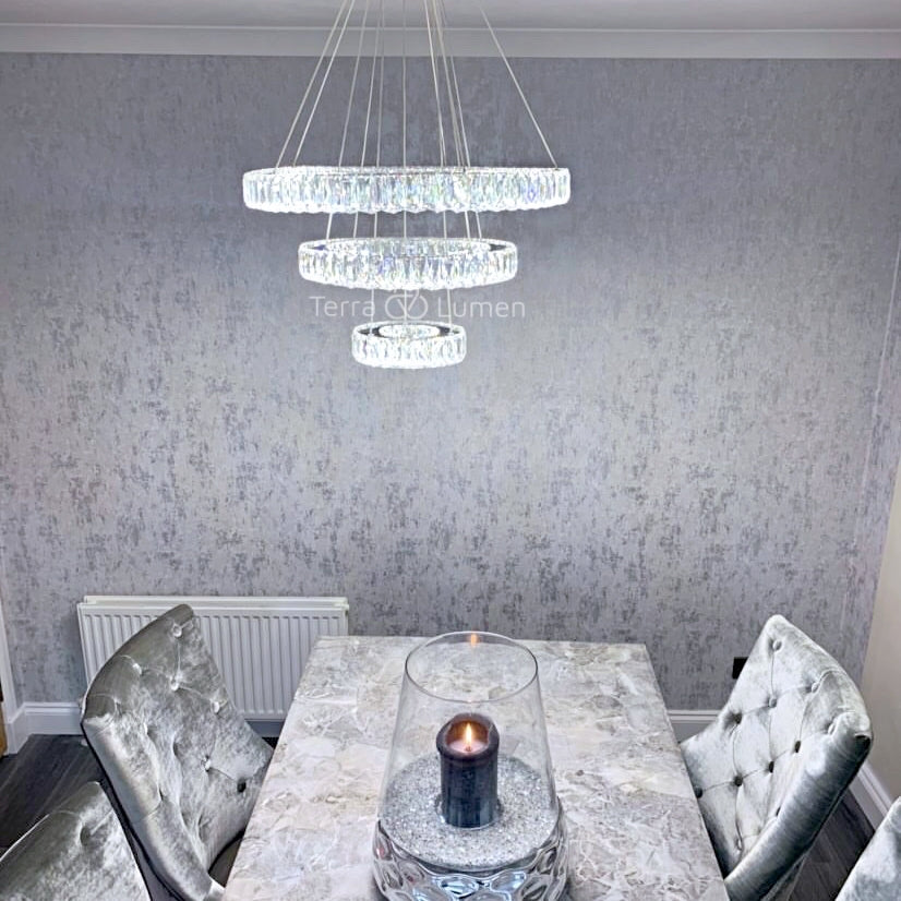 Julianna 3 Ring Modern Crystal Chandelier | Easy Fit