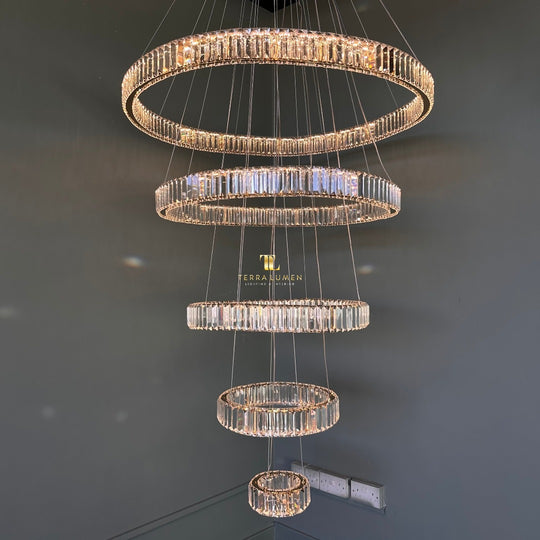 Arabella Gold 5-Ring Grand Modern Chandelier