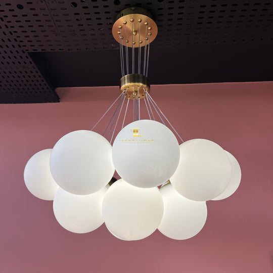 Olivia White Frosted Bubble Cluster Hanging Ceiling Pendant