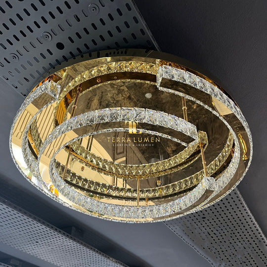 Ariana Polished Gold Crystal LED Ceiling Flushed Light