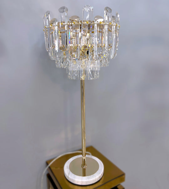 The Clarity Clear Crystal Table Lamp (Gold)