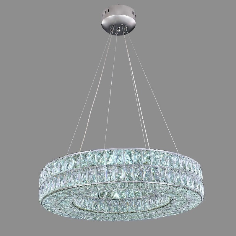 Modern Large LED Crystal Ring Ceiling Hanging Light | Easy Fit