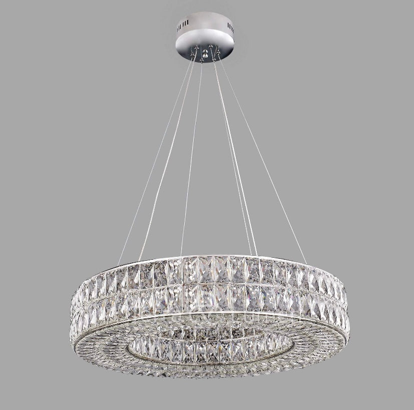 Modern Large LED Crystal Ring Ceiling Hanging Light | Easy Fit