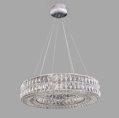 Modern Large LED Crystal Ring Ceiling Hanging Light | Easy Fit